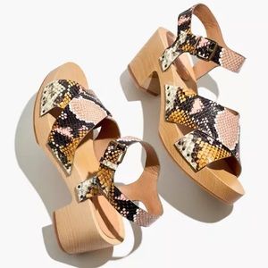 Madewell New The Johanna Crisscross Clog Sandal in Snake Embossed Leather, 7.5